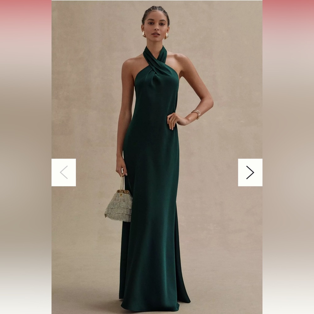 BHLDN RUBY TWIST HALTER SATIN GOWN